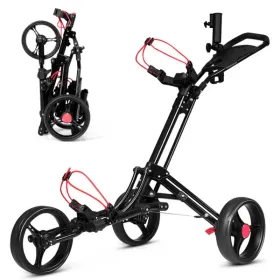 2-Step Folding Golf Cart - Durable Aluminum Frame With EVA Maintenance-Free Wheels