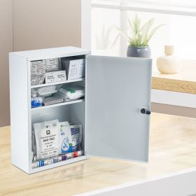 3-Shelf First Aid Cabinet Wall Mounted Medicine Cabinet Emergency Metal Med Box