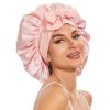Large Silk Bonnet for Sleeping, Satin Hair Bonnet for Sleeping with Tie Band