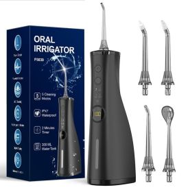 Water Dental Flosser Electric Oral Irrigator 300ML Large Tank 5 Replaceable Jet Tips IPX7 Waterproof Teeth Cleaner Water Flossing Cleaning Picks