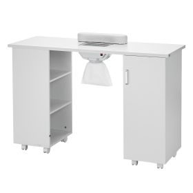 VEVOR Manicure Table, Nail Table Station with Electric Dust Collector, Moveable Nail Tech Desk with 8 Wheels (4 Lockable), 3 Dust Bag & Wrist Rest