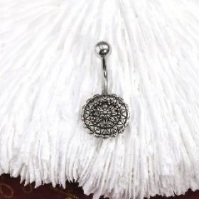 Vintage A Retro Style Antique Silver Seastar Stainless Steel Navel Ring, Belly Piercing, Umbilical Ring, 1 Piece (Option: Default)