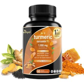 Turmeric Curcumin 1000mg, Ultra Potent Turmeric Supplement With Curcuminoids And Black Pepper Extract, Daily Joint And Immune Health Support, 60 (Option: 01)