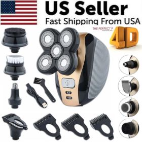 5-in-1 Rotary Electric Shaver 4D Rechargeable Bald Head Hair Beard Trimmer Razor (Option: Default Title)