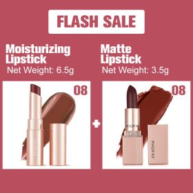 PHOFAY Moisturizing Lipstick And Matte Lipstick (Option: 08set)