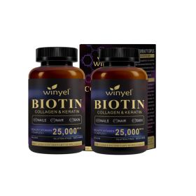 Biotin  Collagen  Hyaluronic Acid  Keratin - Support Normal Hair Growth Cycle - Skin & Nails - 25000mcg Vitamins B1, B2, B3, B6 & B7 - For Women (Option: 2 pcs)