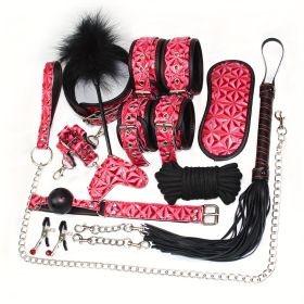 10-piece Set, Sex Toys SM Supplies, Diamond Pattern Sex Toys, Mouth Plug Milk Clip, Husband And Wife Slapping, Binding, Training, Torture De (Option: Default)