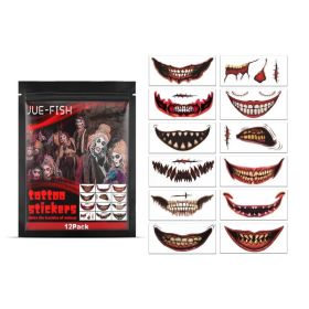 Halloween Tattoo Sticker Halloween Horror Party Makeup Decor Mouth Tattoo Sticker (Option: Default)