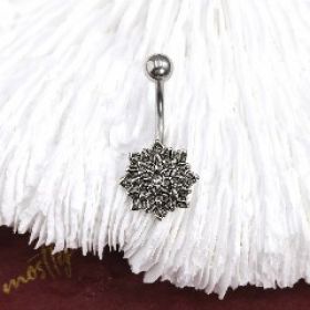 Vintage C Retro Style Antique Silver Seastar Stainless Steel Navel Ring, Belly Piercing, Umbilical Ring, 1 Piece (Option: Default)