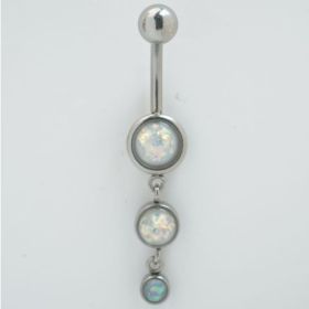 3 Opal 316L Surgical Steel Straight Pull Heart-shaped Navel Ring, Female Sexy Perforated Accessory (Option: Default)