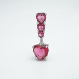 Heart CZ Purple Heart Shaped Umbrella Rings With Zirconia,Hypoallergenic Surgical Steel, (Option: Default)