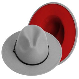 (Grey/ Rose) Men's And Women's Two Tone Fedora Hat Wide Edge Panama Felt Hat Jazz Hat Party Wedding Top Hat (Option: Default)