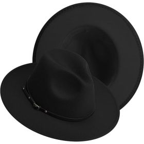 ( Black) Men's And Women's Two Tone Fedora Hat Wide Edge Panama Felt Hat Jazz Hat Party Wedding Top Hat (Option: Default)