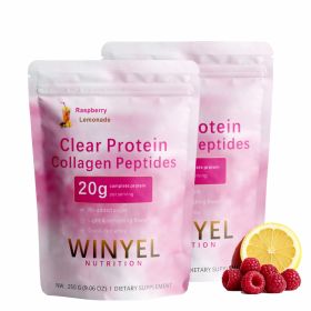 WINYEL Nutrition Clear Protein Collagen Peptides, Raspberry Lemonade, 20g Protein, Zero Sugar, Grass-Fed Whey, 250g (Option: 2 pcs)