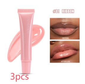 Glossy Lip Glaze Waterproof Long Lasting Lip Gloss Glossy Mirror Tea Red Liquid Lipstick Doodle Lip Korean Makeup (Option: 01 RIBBON-10ml-3pcs)