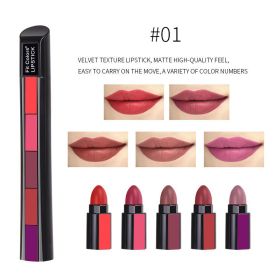 10-Color Matte Velvet Lipstick Set, 5-in-1 Long Lasting Non-Drying Lipstick Kit, Portable Multi-Color Lip Stick For Daily & Party Makeup (Option: 01)