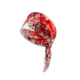 Working Cap Scrub Cap With Sweatband Adjustable Unisex Women Tie Back Hat Nurse Surgical Caps - Red Snowflakes (Option: Default)