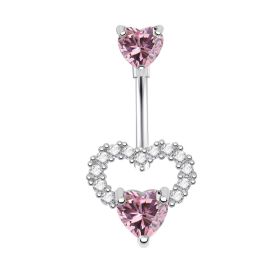 Surgical Steel Heart Navel Ring, Female Fashion Navel Ring, Hanging Straight Pull Butterfly Navel Piercing, Barbell Piercing (Option: Default)