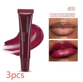 Glossy Lip Glaze Waterproof Long Lasting Lip Gloss Glossy Mirror Tea Red Liquid Lipstick Doodle Lip Korean Makeup (Option: 03 RASPBERRYJELLY-10ml-3pcs)