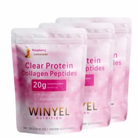 WINYEL Nutrition Clear Protein Collagen Peptides, Raspberry Lemonade, 20g Protein, Zero Sugar, Grass-Fed Whey, 250g (Option: 3 pcs)