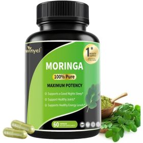 Moringa Capsules - Pure Moringa Leaf Powder Superfood - Supports Energy, Skin & Immune Health - Rich In Antioxidants, Vitamins & Amino Acids - 60 (Option: 01)