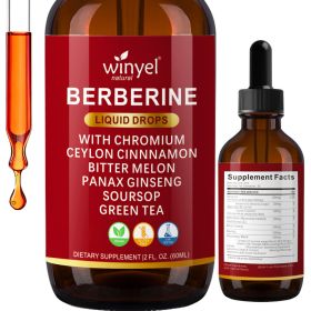 Organic Ceylon Cinnamon Berberine Liquid Drops Supplement With Bitter Melon Extract, Glucomannan, Gymnema, Chromium, Turmeric, Organic Panax Gins (Option: 1 pcs)