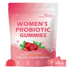 Women's Probiotic Gummies Cranberry Flavor 60 Vegan Gummies Per Pack For Intimate Health PH Balance & Freshness Support Individually Packaged For (Option: 01)