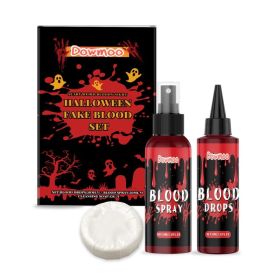 Halloween Fake Blood 3 Piece Set Washable Simulated Fake Blood Shoot Horror Realistic Makeup Set (Option: Default)