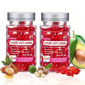 Hair Treatment Serum 40 Hair Care Capsules - No Rinse - With Argan Macadamia & Avocado Oils - Vitamins A, E, & Pro B5 - Conditioner For Women & M (Option: 2 bottle)