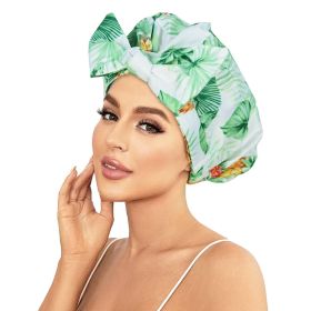 Shower Cap Luxury Shower Caps for Women Reusable Waterproof Hair Cap for Shower (Color: Green)