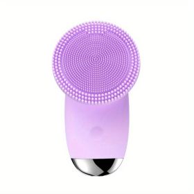 CONESN Electric Facial Cleansing Brush,Silicone Facial Cleansing Brush, Electric Silicone Face Brush, Sonic Facial Cleansing Brush For Makeup Remover (Color: Purple, Material: ABS+Silicone)