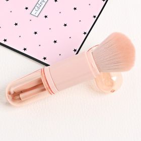 Double-headed four-in-one retractable brush convenient to carry double-headed makeup brush set beauty tools (Color: black)