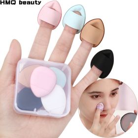 10 Pcs Mini Finger Puff Foundation Powder Detail Makeup Sponge Face Concealer Cream Blend Cosmetic Accessories Makeup Tools (Color: black)