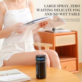 250ML Car Air Humidifier Portable Mini Spray Mist Humidifier With LED Light USB Powered Essential Oil Difffor Bedroom And Travel (Color: black)
