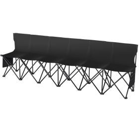 VEVOR 6 Seat Portable Folding Sport Bench Outdoor Camping Chair with Carry Bag (Seat Attributes: With Backrest, Number of Seats: 6 Seats)