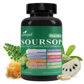 WINYEL Soursop Supplement 60 Capsules With 20 Herbal Extracts Including Seaweed Lion's Mane Turmeric Vegan Edible Vitamin For Overall Health (Option: 01)