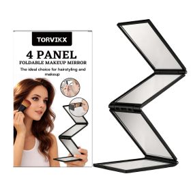 TORVIKX Four Sided Folding Makeup Mirror Daily Folding Makeup Mirror 4 Panel Easy Portable Makeup Mirror (Option: Default)