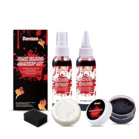 Dowmoo Halloween Fake Blood Makeup Set Monster Makeup Plasma Drops Blood Imitation Props Holiday Party (Option: Default)